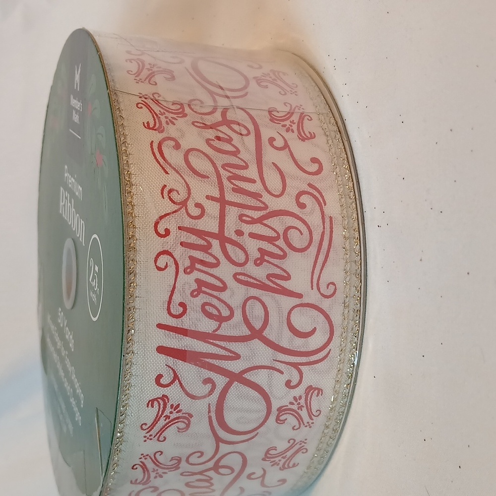 Merry Christmas Ribbon with Red Script - Picture 5 of 5